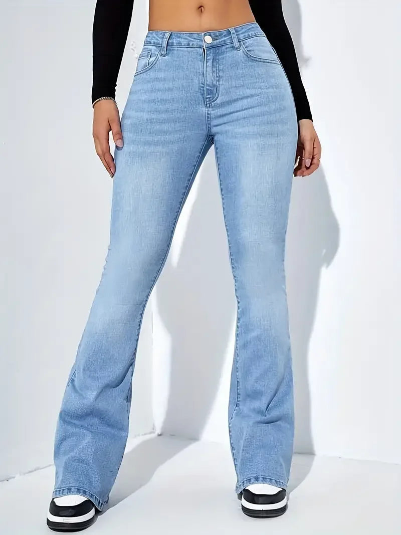 Women Flare Stretch Moustache Jeans Fashion Skinny Bell Bottom High Waist Gray Denim Pants Lady Classic Y2K Punk Long Trousers Lootquake LLC