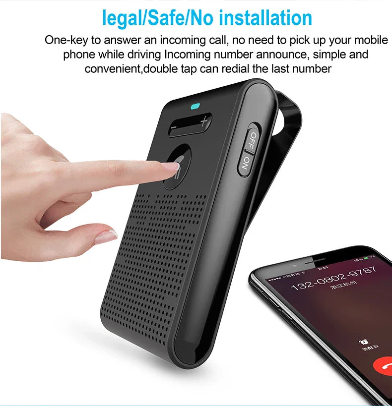 Bluetooth 5.4 Speaker Handsfree Car Kit Sun Visor Clip Wireless Audio Receiver Speakerphone Music Player Car Accessories Lootquake LLC