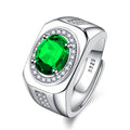 Men Ring Adjustable Top Grade Crystal Oval Ring Silver 925 Male Finger Accessories Boyfriend Engagement Accessories Lootquake LLC