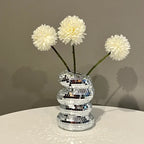 Small Sliver Disco Ball Vase Flower Planter Pot Table Decor Sculpture Table Centerpiece Home Decor Unique Housewarming Gift Pi-Mart