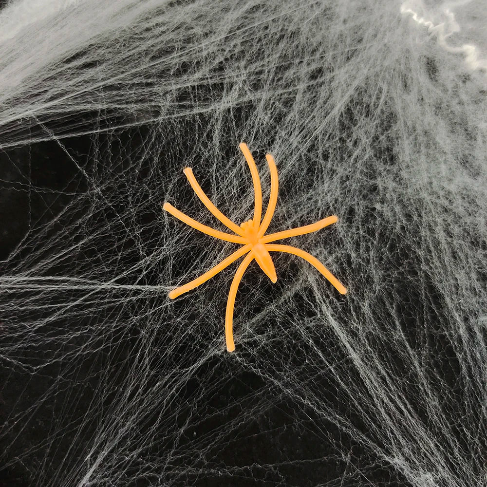 Halloween Decorations Artificial Spider Web White Stretchy Cobweb for Scary Party Scene Props Horror House Decoraton Accessories
