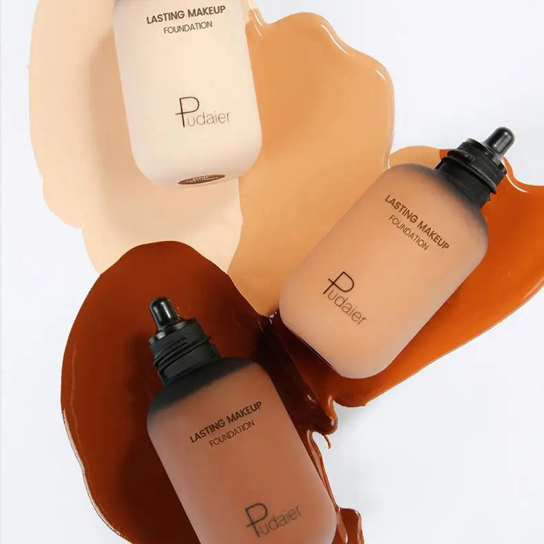 Pudaier Long-Lasting Natural Foundation - Brown Small Bottle, Matte Finish, Non-Sticky, Creamy Texture, Suitable for All Skin Ty