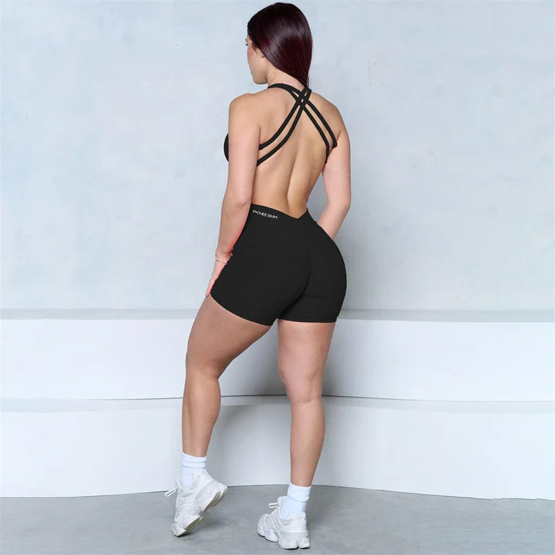 V-Back Scrunch Romper One Piece