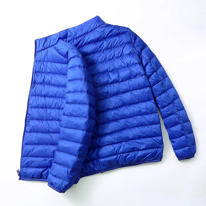 Lightweight Down Cotton Coat Men's Winter Cropped Jacket Stand Collar Hooded Outerwear