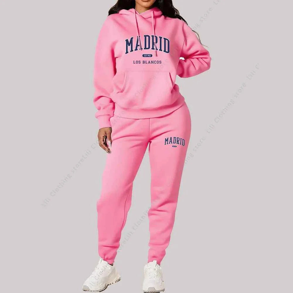 Madrid Print Women's TrackSuit 2-Piece Set THRIXINE