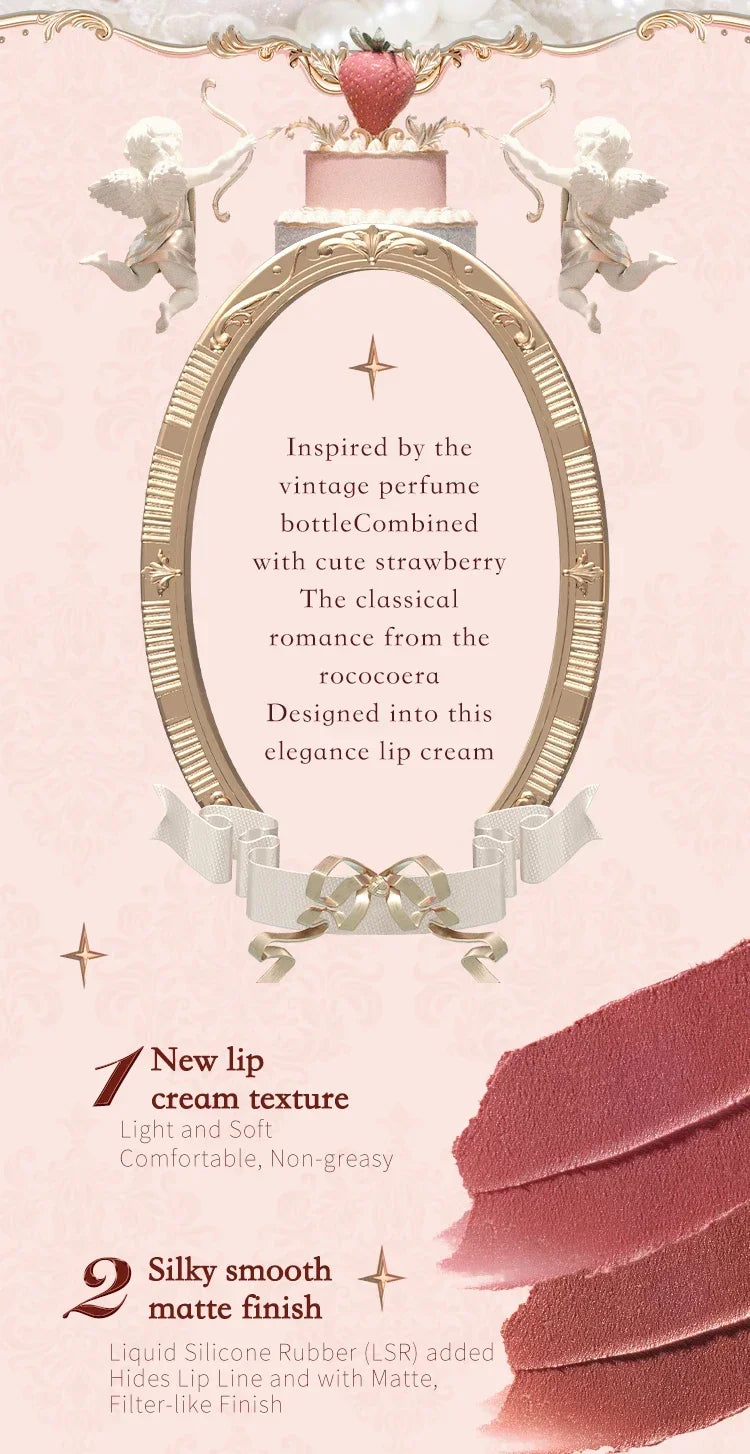 Flower Knows Strawberry Rococo Series Cloud Lip Cream Lip Gloss Long Lasting Velvet Lip Tint Lipstick for Women Cosmetic Lootquake LLC