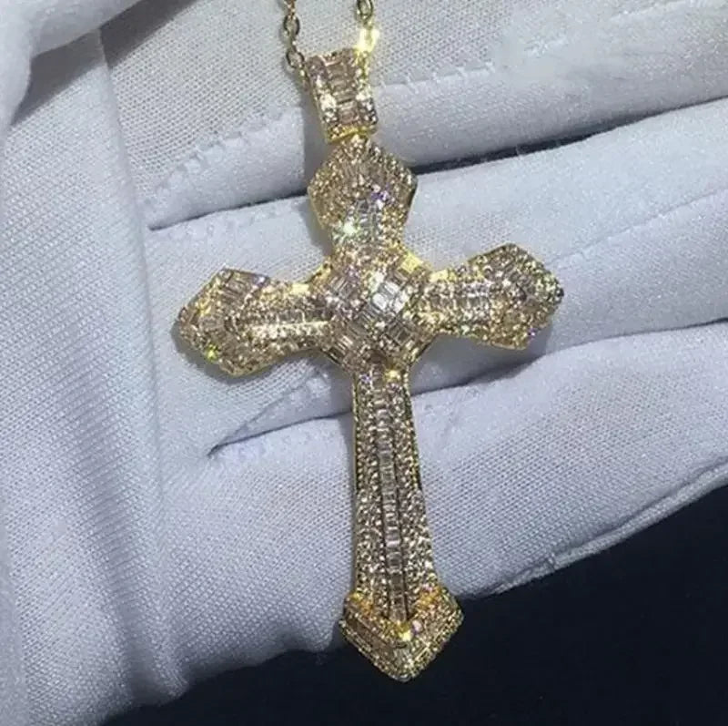 Exquisite Shining Crystal Cross Necklace Pendant Lucky Charming Fashion Jewelry Gift Unisex Lootquake LLC