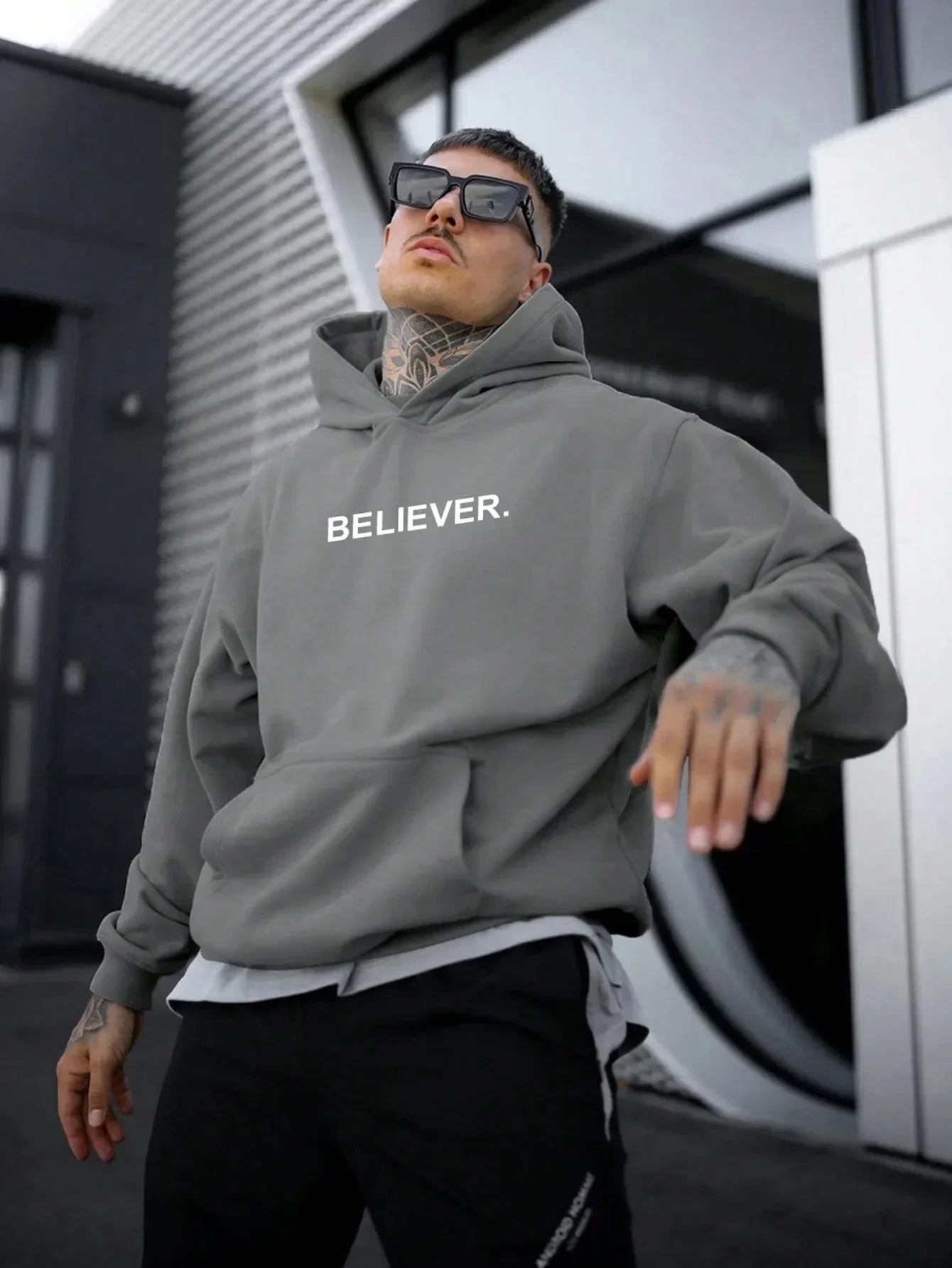 Devotee Letter Printed Hoodie - Trendy Sportswear Pi-Mart