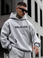 Devotee Letter Printed Hoodie - Trendy Sportswear Pi-Mart