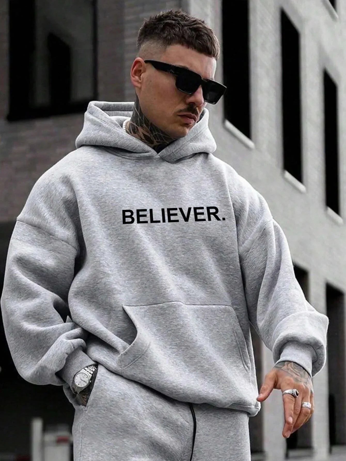 Devotee Letter Printed Hoodie - Trendy Sportswear Pi-Mart