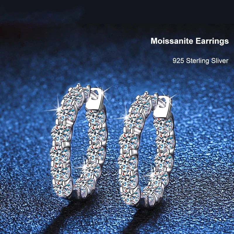 2.6ct D Color Moissanite Hoop Earrings 925 Sterling Silver 18k Gold Plated BandsCo Straps