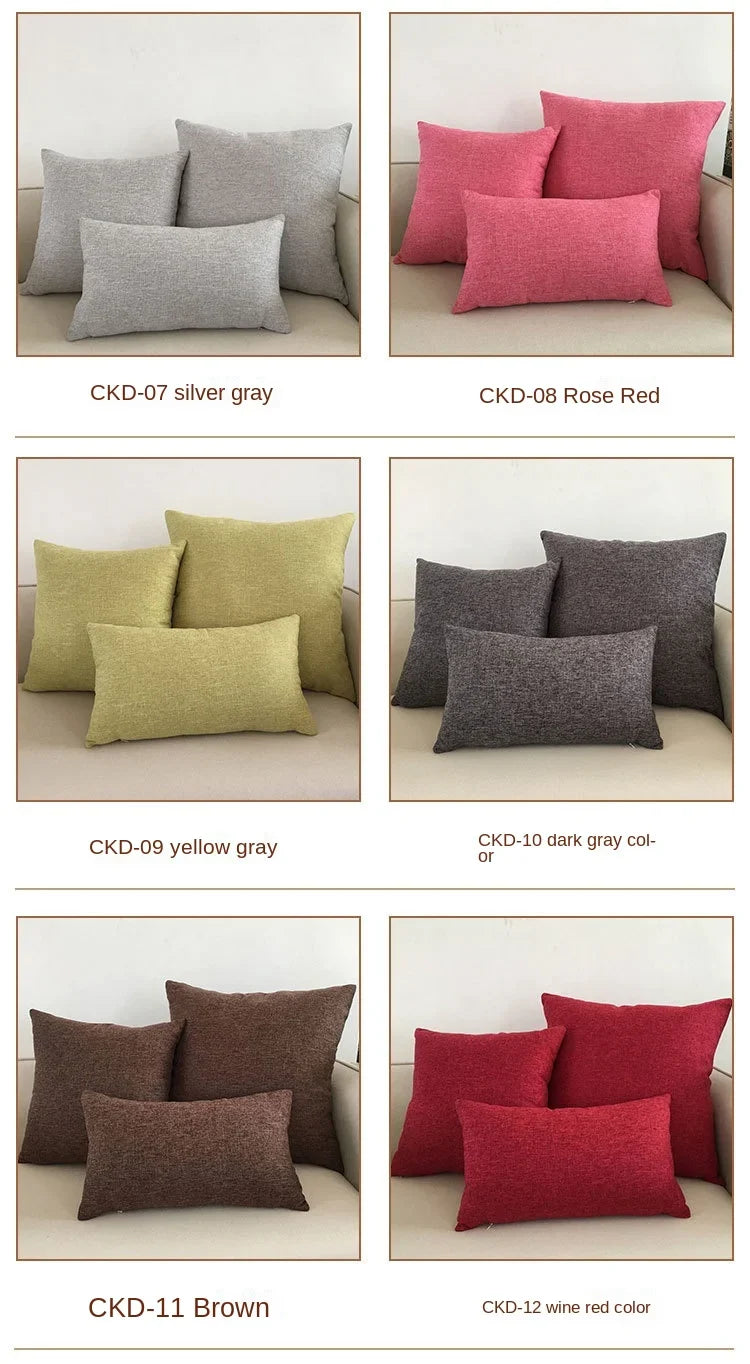 Solid Sofa Cushion Cover 30x50/40x40/45x45/40x60/50x50/55x55/60x60cm Decorative Throw Pillow Case For Car Seat Chair