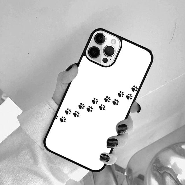 Dog Foot Print Colorful Pattern Phone Case For Iphone 14 Se 2020 Xr Xs 11 12 13 Mini Pro Max 6 7 8 Plus  Ultra Designer Printed Hard Back Case Stevvex