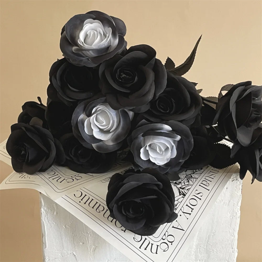 Halloween Decoration Artificial Flowers Bouquet With Pumpkins & Black Roses, Halloween Table Centerpiece For Dining Living Room Lootquake LLC