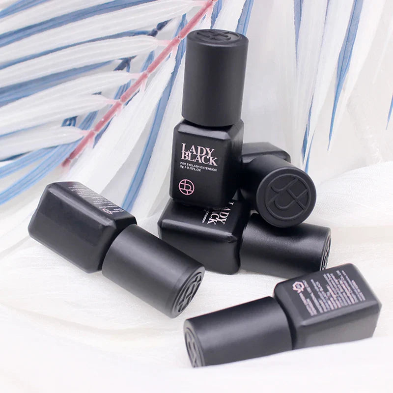 5 Bottles Lady Black Lash Glue Korea Dry Fastest Strongest False Eyelash Extensions Glue 5ml Makeup Tools Professional Adhesive Lootquake LLC