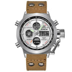 1pc / lot Men Genuine XINEW Brand Designer Watches Students Fashion Leather Band Alarm Stopwatch Electronic Watch Montre Homme