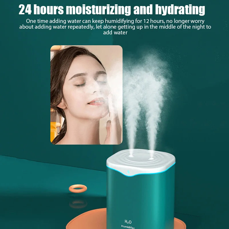 2000ML USB Air Humidifier Double Spray Port Essential Oil Aromatherapy Humificador Cool Mist Maker Fogger Purify for Home Office Lootquake LLC