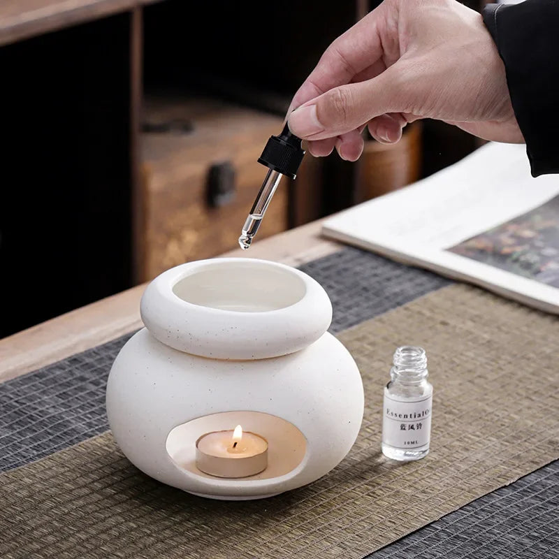 3 in 1 Candle heating holder Ceramics Essential Oil incense Burner Big Capacity Aromatherapy Oil Lamp Candlestick Home Fragrance Lootquake LLC