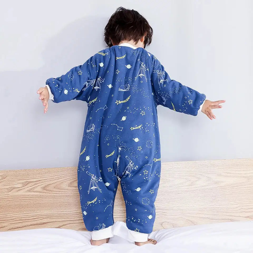 Baby Sleeping Bag Cute Flowers Print Toddler Sleepwear Walk Play Pajamas 2.5Tog Thick Winter Keep Warm Sleepsack 1-4 Years