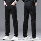 2024 New Winter Pure Black Fleece Thick Warm Jeans Men's loose Straight Elastic Denim Pants classics Casual Plush Trousers Lootquake LLC