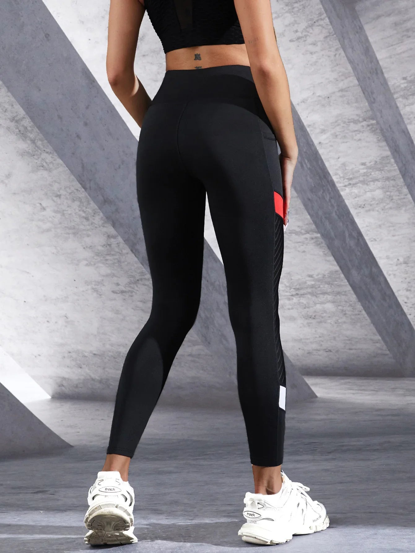 Colorblocked Mesh High Waist Leggings THRIXINE