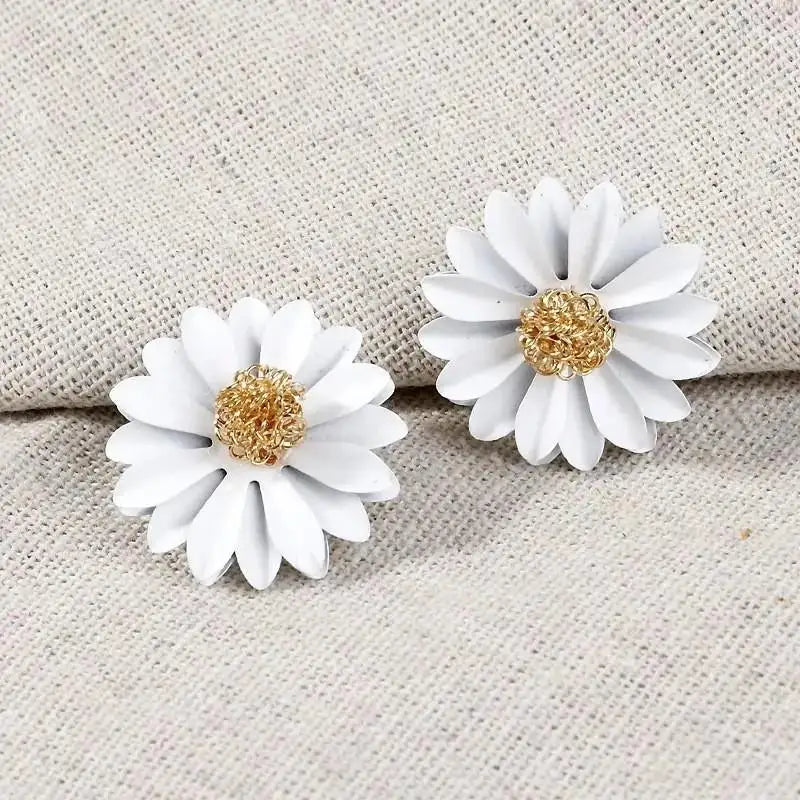 925 Silver Needle Korean Fashion Camellia Flower Earrings For Women Jewelry 2025 Trending Women's Black White Stud Earrings Gift