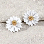 925 Silver Needle Korean Fashion Camellia Flower Earrings For Women Jewelry 2025 Trending Women's Black White Stud Earrings Gift