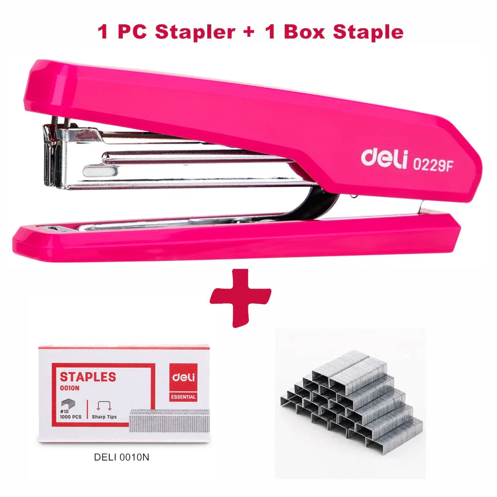 Deli Colorful Mini Stapler NO.10 Metal Effortless Fashion Staplers With Portable Compact Kawaii Stationery Shool Office Supplies Lootquake LLC