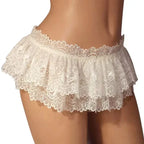 Women Sexy Lace Panties Ruffle Trim Lingerie Briefs Soft Comfortable Briefs Lolita Pink White Black