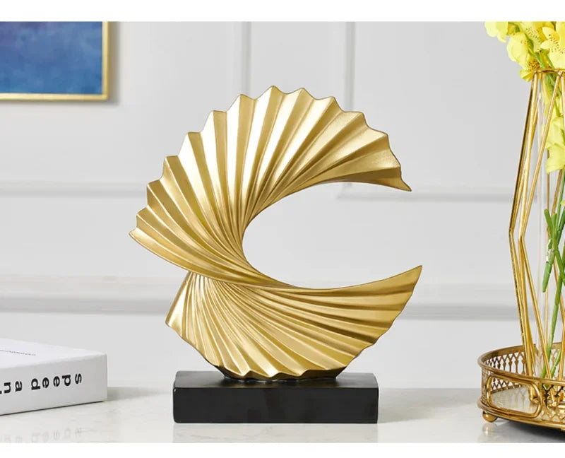 Modern Decor Abstract Sculpture Resin Sculptur Art Golden Statue Living Room Home Decoration Office Desk Decoration Accessories Lootquake LLC