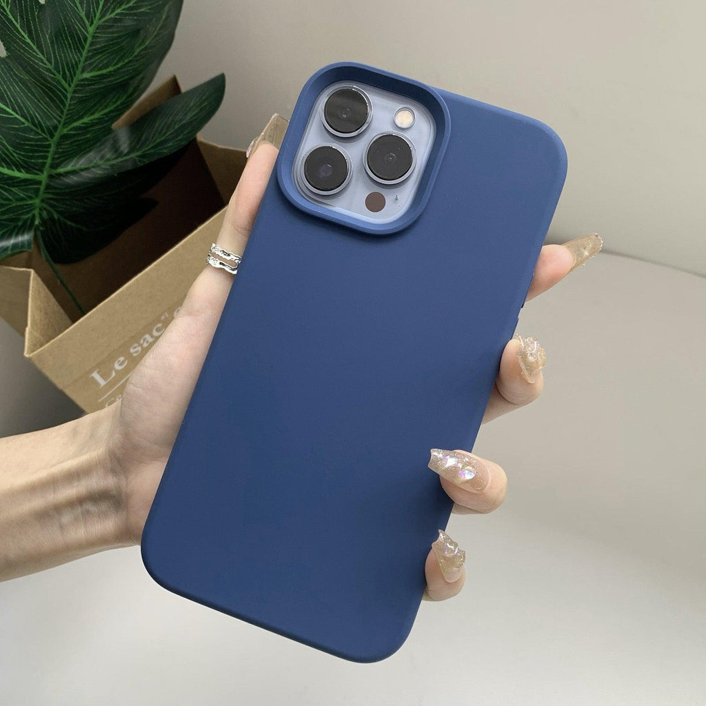 Silicone Soft Thick Protective Rubber Phone Basic Case For iPhone 14 13 Pro Max Case Luxury Silicone Phone Case for iPhone Solid Color Classic Camera Protection Case Stevvex