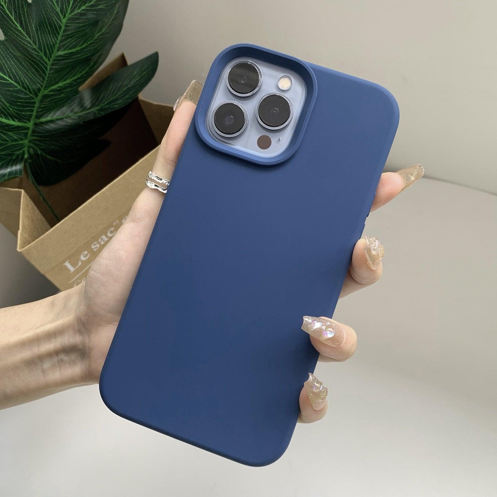 Silicone Soft Thick Protective Rubber Phone Basic Case For iPhone 14 13 Pro Max Case Luxury Silicone Phone Case for iPhone Solid Color Classic Camera Protection Case Stevvex