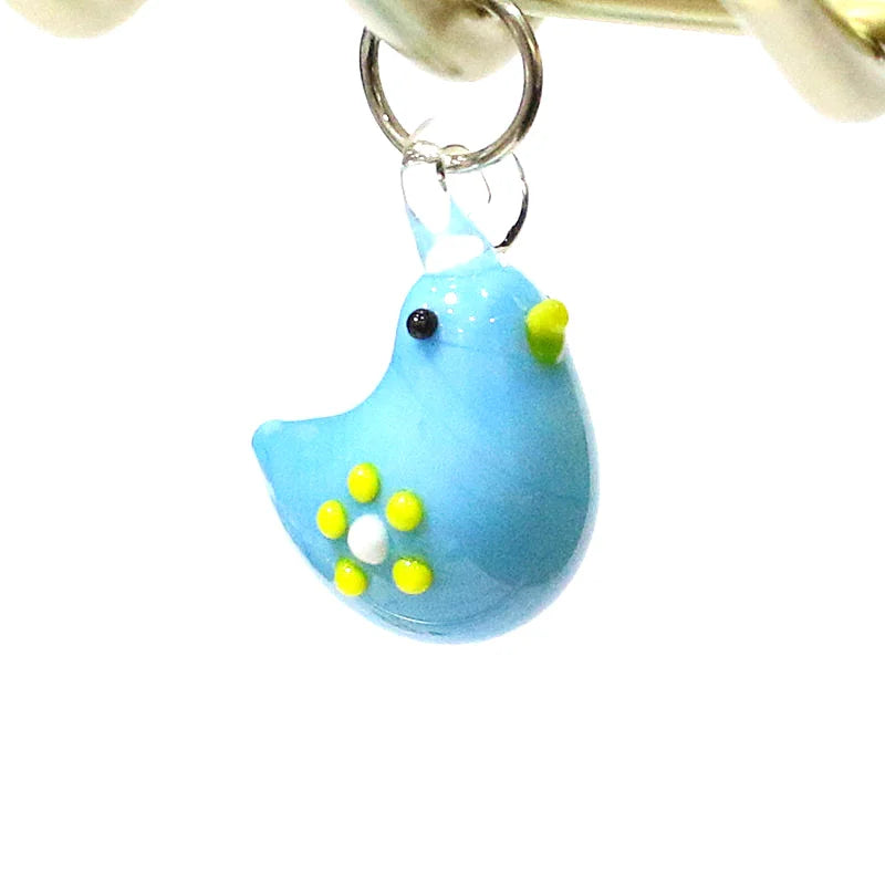 2pcs Cute Tiny Bird Charm Glass Pendant Kawaii Style Bird Mini Figurine Easter Ornament for Diy Women Jewelry Making Accessories Lootquake LLC