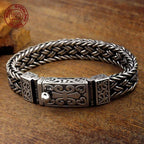 Powerful S925 pure silver vintage pattern woven bracelet, suitable for both men and women, fashionable jewelry gift for everyone Pi-Mart