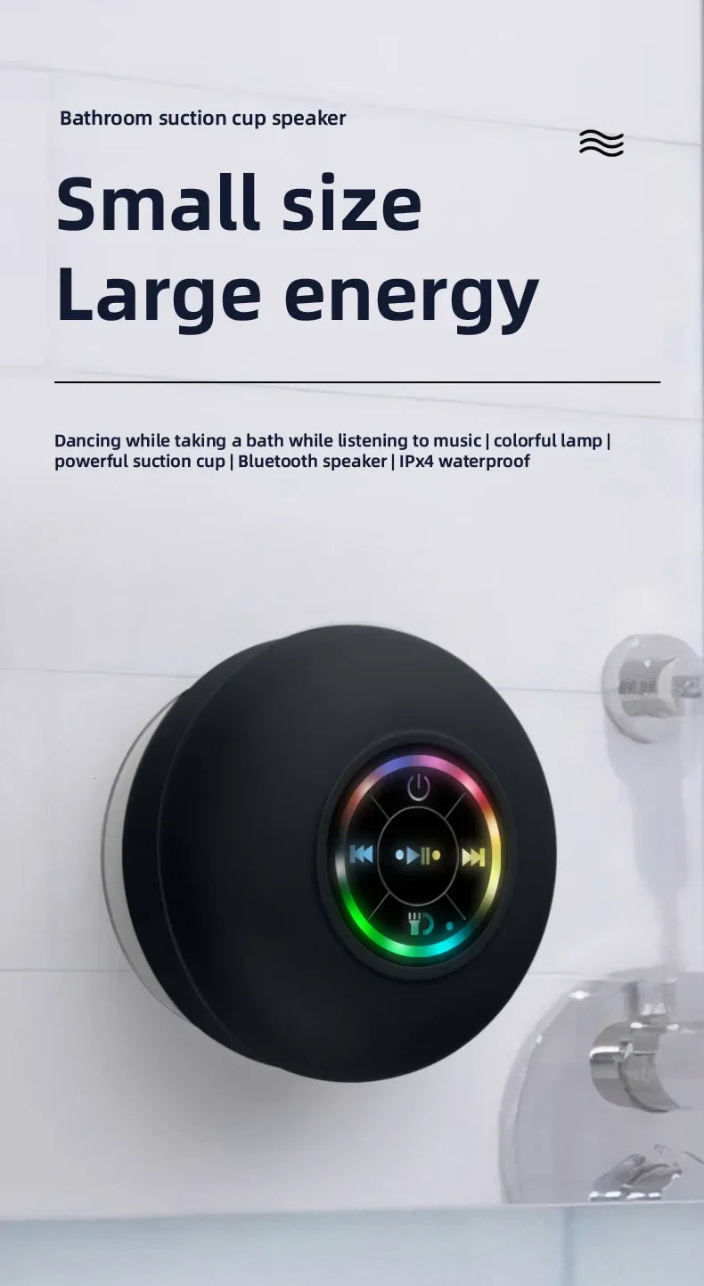 New Bathroom Waterproof Wireless LED Bluetooth Speaker Large Suction Cup Mini Portable Speaker Outdoor Sports Stereo Speaker Lootquake LLC