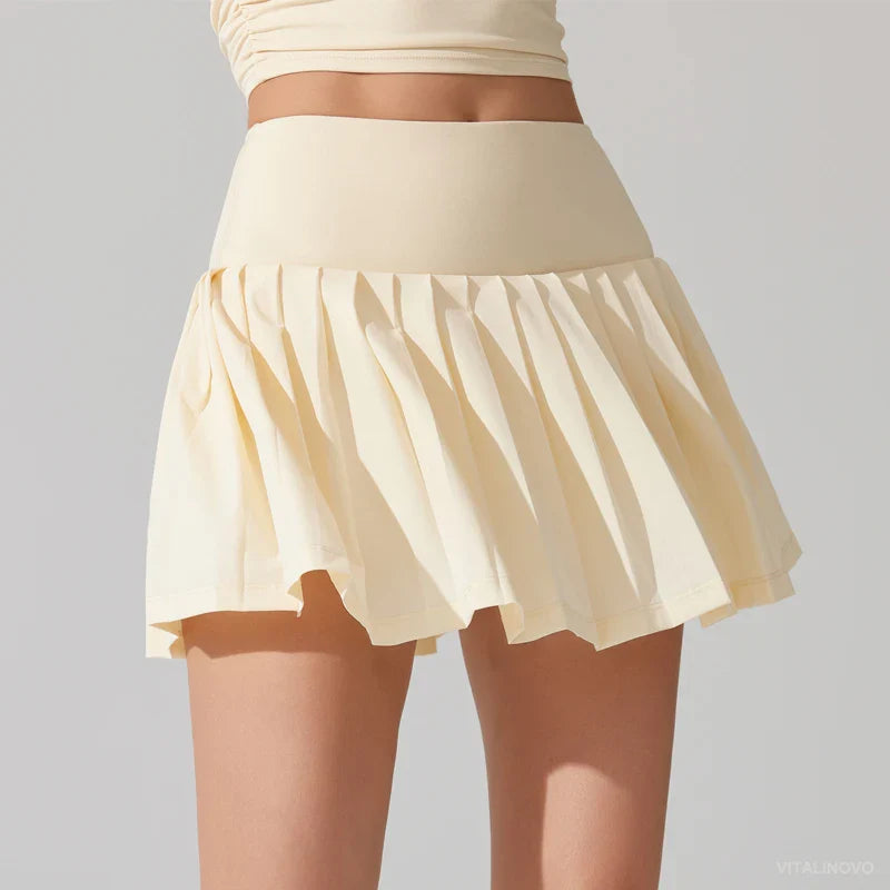 VITALINOVO Flowy Pleat Skort: High-Waist, Pocketed, Comfy THRIXINE
