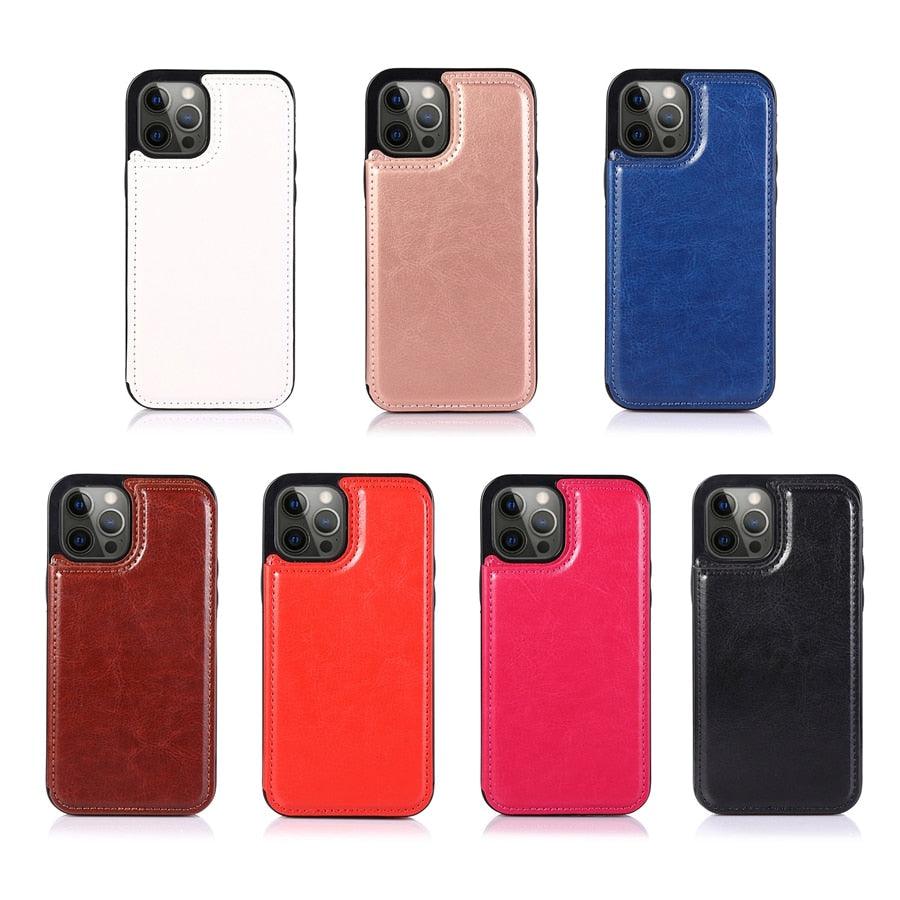 Wallet Stand Cover Flip Leather Case For iPhone 14 Pro Max 13 Pro Max 12 Pro Max 11 Pro Max Soft PU Leather Card Case With Kickstand Slim Double Magnetic Clasp Protective Cover Stevvex