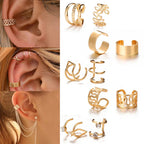 LATS Gold Color Leaves Ear Cuffs, Black Non-Piercing Ear Clip Earrings for Women & Men Lootquake LLC