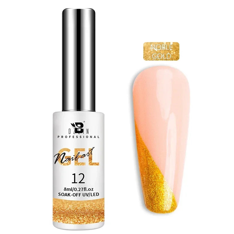 5ML Gold Silver Metallic Liner Paint Gel Polish Chrome Mirror Metal Effect Super Bright French UV LED Semi Permanent Nail Gel Lootquake LLC