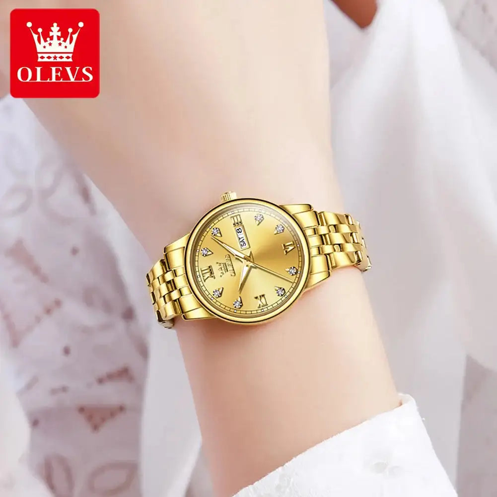 OLEVS Luxury Brand Quartz Watch for Women Stainless Steel Waterproof Ladies Wristwatch Fashion Diamond Dial Women's Watch New In