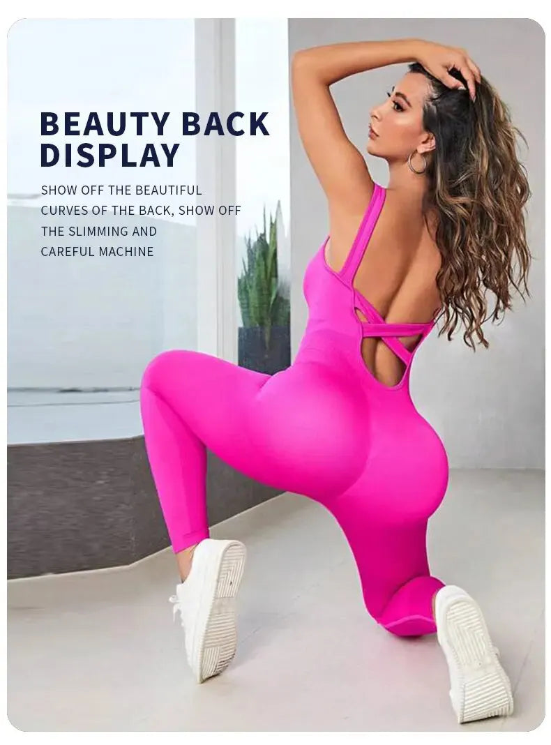 FlexiFit Backless Bodycon Yoga Jumpsuit THRIXINE