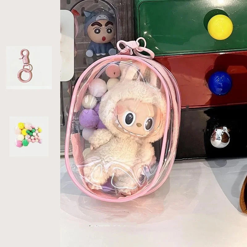Labubu Protect Case 15cm Labubu Sitting Party Cotton Doll Shoulder Pain Bag PVC Storage Bag Labubu Walk Bag Dustproof Lootquake LLC
