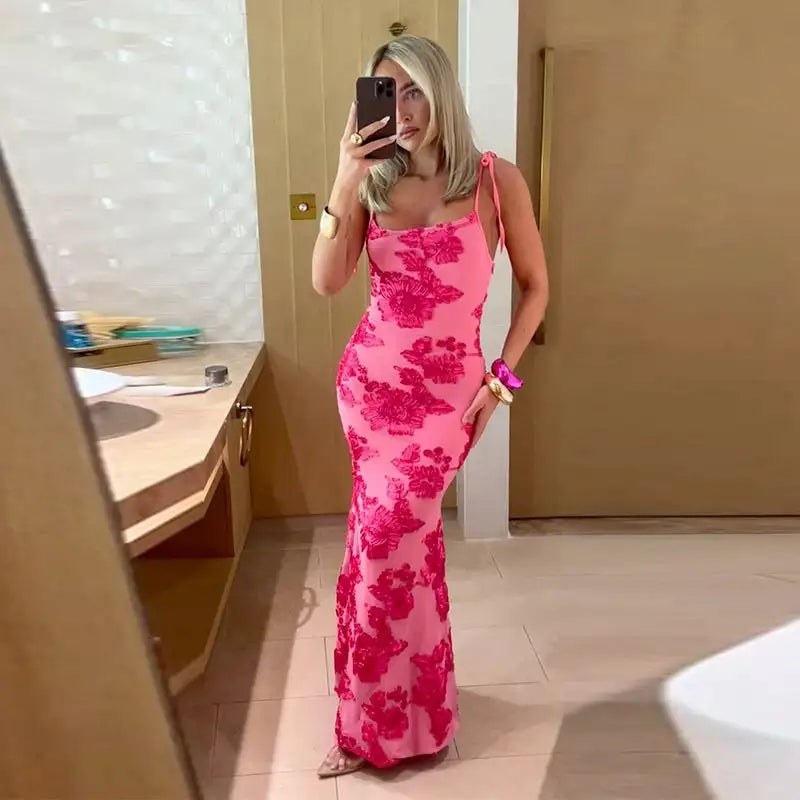 3D Flowers Mesh Patchwork Maxi Dresses Women Sleeveless Embroidered Floral Long Dress Elegant Evening Party Wedding Gowns