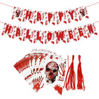 Halloween Blood Banner Paper Garland Scary Eyeball Skull Spiral Hanging Flag Halloween Party Decoration Home Haunted House Decor Lootquake LLC