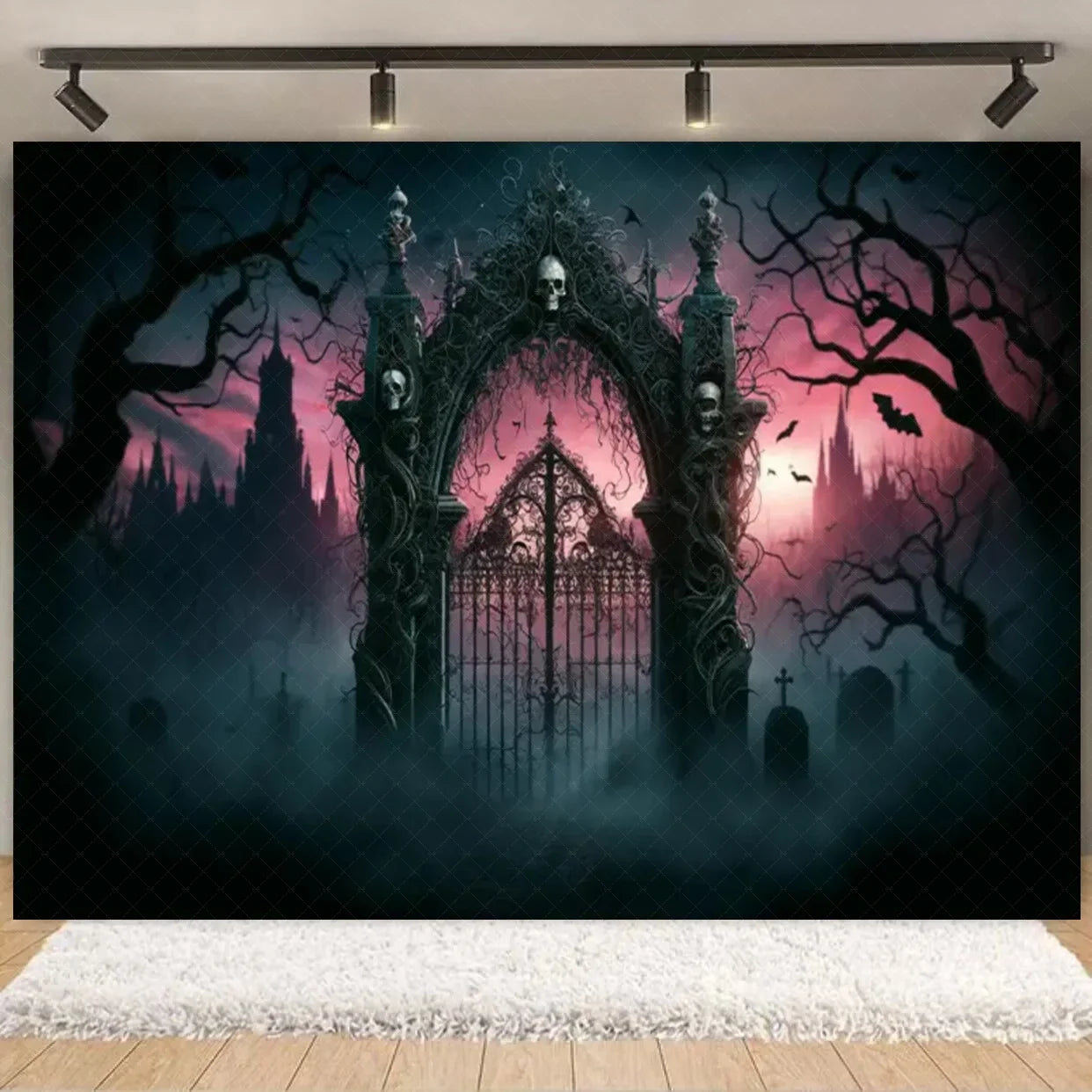 Halloween Decorations  Vintage Castle Wall Backdrop Photography Photos Stone Arched Door And Windows Design Studio Party Decor Lootquake LLC