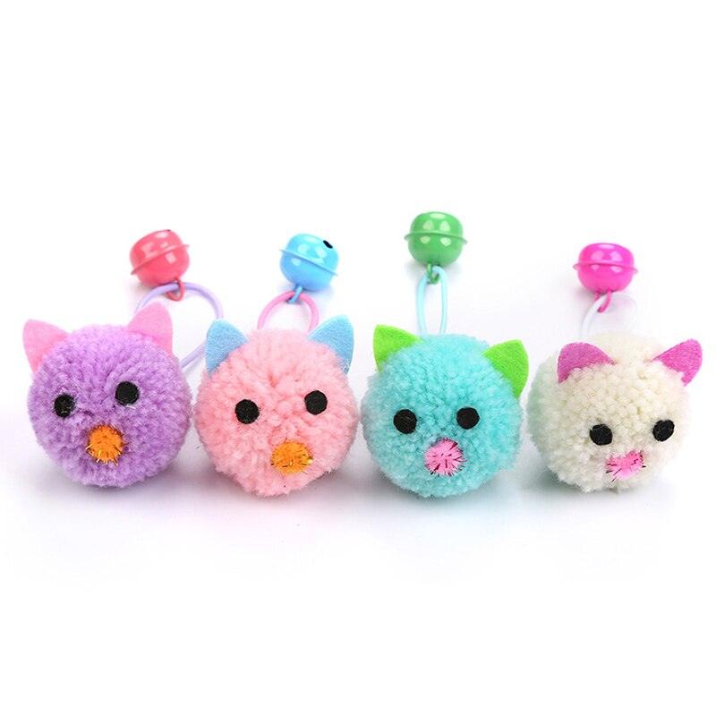 4pcs/lot Plush Mouse Cat Toy Cute Bell Mice Funny Cat Toys Cute Plush Teeth Cleaning Balls Chewing Soft Molar Toy Faux Pet Toy Colorful Plush Mouse Head with Bell Rope Cat Toy Interactive Cat Toy Stevvex