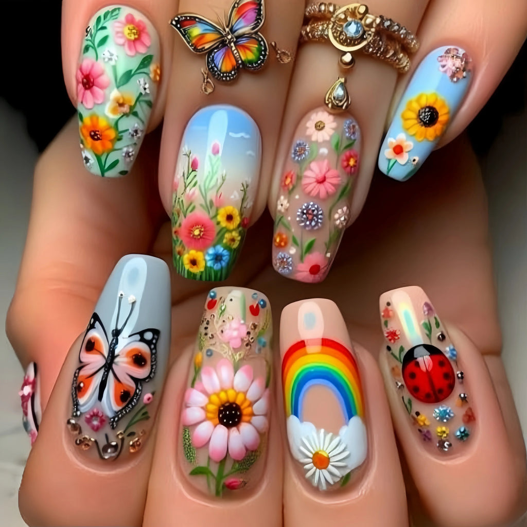 Long nail art patches with purple polka dots and a shiny, fashionable, individual and high-end feel. Detachable 24-piece nail ar Lootquake LLC