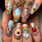 Long nail art patches with purple polka dots and a shiny, fashionable, individual and high-end feel. Detachable 24-piece nail ar Lootquake LLC