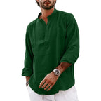 Streetwear Mens Cotton Linen Shirts Casual Lightweight Long Sleeve Henley Shirts for Men Beach Hawaiian Breathable T Shirts Lootquake LLC