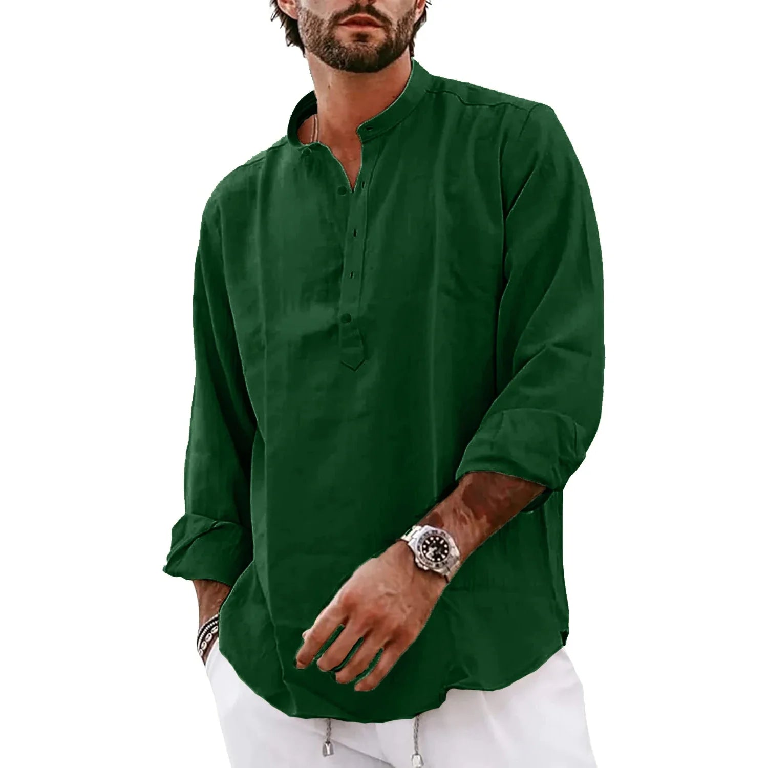 Streetwear Mens Cotton Linen Shirts Casual Lightweight Long Sleeve Henley Shirts for Men Beach Hawaiian Breathable T Shirts Lootquake LLC